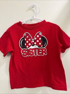 Minnie Mouse "Sister" Graphic  Short Sleeve Crewneck T-shirt 100% Cotton